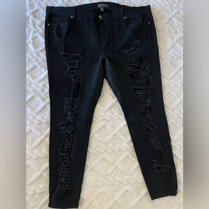 Size 22 forever 21 black ripped skinny jeans